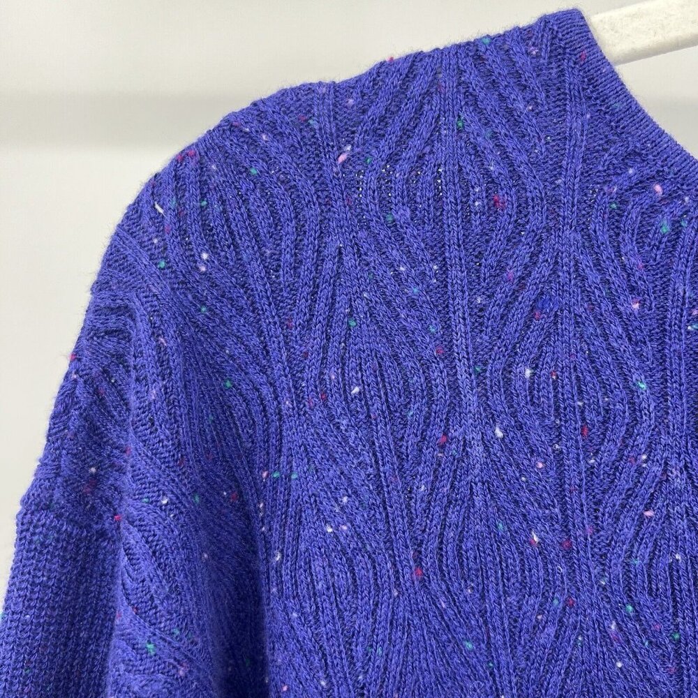 TALBOTS Sweater M Purple Confetti Knit Textured Round Neck Pullover Size Medium - Picture 7 of 11